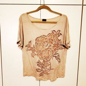 Daytrip Laced Rose Tunic Top Size M/L
